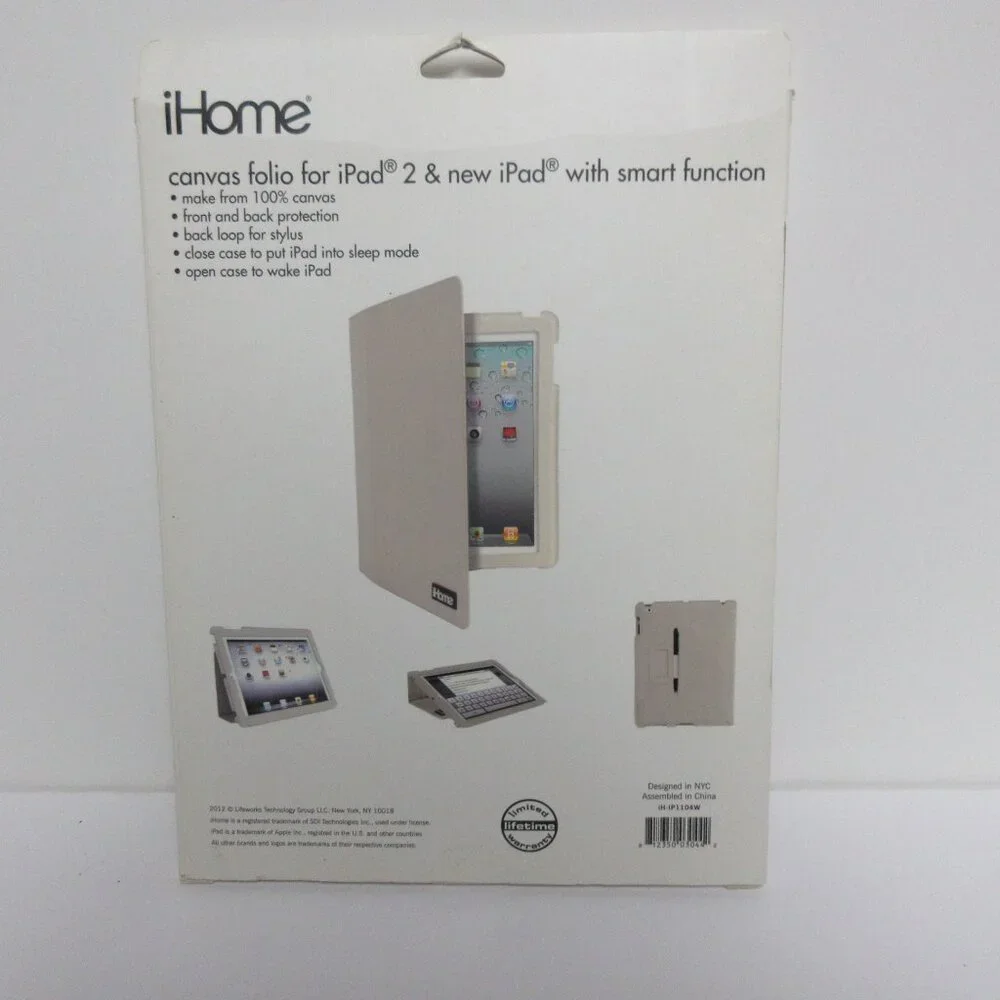 i Home Slim Fit Canvas Folio Case for iPad 2&new Ipad Beige with smart function